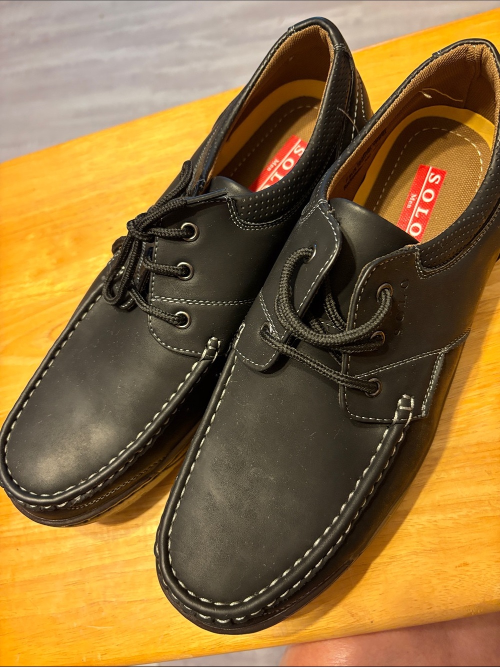 solo Black Lace-Up Men's Boat Shoes